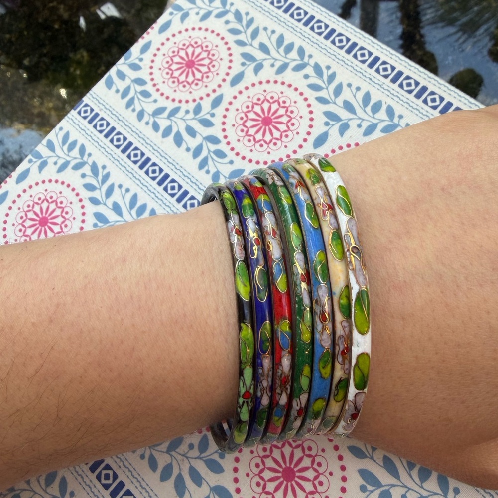 Vintage Cloisonné Bangle Set - Picture 2 of 3